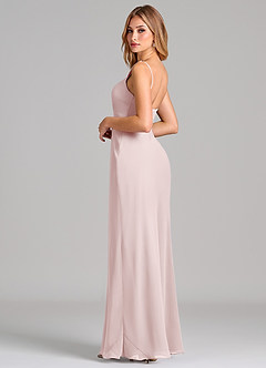 Azazie Tianna Final Sale Blushing Pink Sheath Chiffon Dress image5