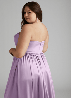 Azazie Morana Brautjungfernkleider Wandelbar A-Linie Schulterfrei Stretch-Satin Kleid Frostiges Flieder image20