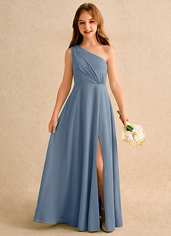 Azazie Puddles Girls Formal Flower Girl Dresses Twilight A-Line One Shoulder Chiffon Dress image1