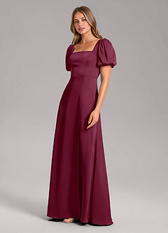 Azazie Fyona Robes de demoiselle d'honneur Robe Trapèze en Satin extensible Plissée Mûre image4