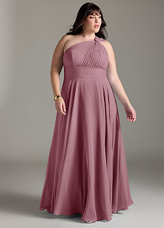 Azazie Charlize Bridesmaid Dresses Vintage Mauve A-Line One Shoulder Chiffon Dress image9
