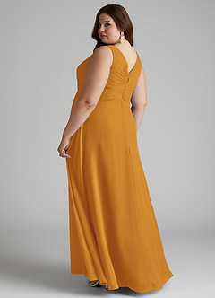 Azazie Flora Bridesmaid Dresses Butterscotch A-Line Pleated Chiffon Dress image11