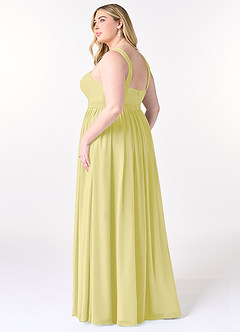 Azazie Elvira Bridesmaid Dresses Lemon Sorbet A-Line Pleated Chiffon Dress image10