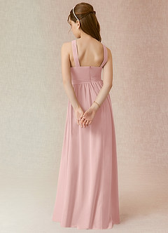 Azazie Jiya Junior Abito A-Line in Chiffon Plissettato Rosa Cipria image2