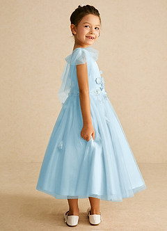 Azazie Minia Flower Girl Dresses Sky Blue A-Line Bow Matte Satin Dress image2