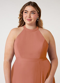 Azazie Clarice Bridesmaid Dresses MAI TAI A-Line Halter Chiffon Dress image13