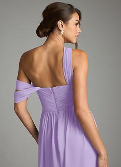 Azazie Kassandra 신부 들러리 드레스 A라인 오프 더 숄더 쉬폰 바닥 길이 드레스 image7