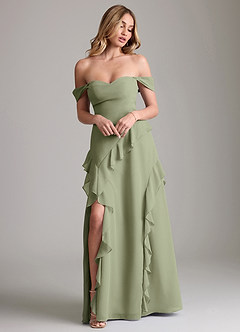 Azazie Sloane Bridesmaid Dresses Pistachio A-Line Sweetheart Neckline Chiffon Dress image4