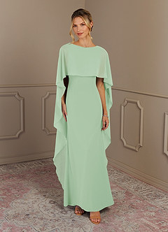 Azazie Dion Mother of the Bride Dresses Dusty Sage Sheath Scoop Stretch Crepe Dress image1