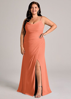 Azazie Deandra Bridesmaid Dresses Sunset Mermaid Pleated Chiffon Dress image9