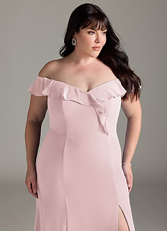Azazie Sophie Bridesmaid Dresses Blushing Pink A-Line Off the Shoulder Chiffon Convertible Dress image11