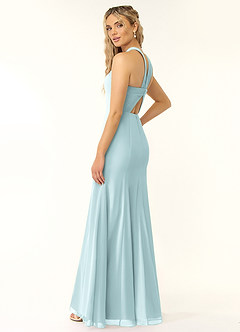 Azazie Rue Bridesmaid Dresses Mist A-Line Halter Chiffon Dress image4