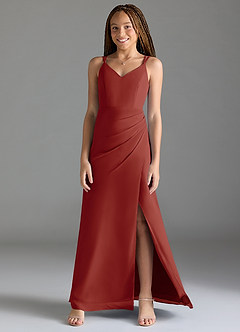 Azazie Leo Junior Terracotta Mermaid Pleated Chiffon Dress image1