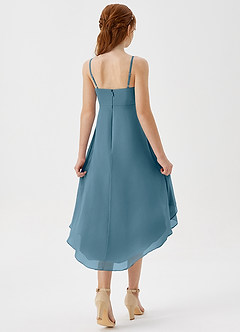 Azazie Mariam Junior Agave A-Line Pleated Chiffon Dress image6
