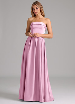 Azazie Lucienne Bridesmaid Dresses Candy Pink A-Line Strapless Stretch Satin Convertible Dress image4
