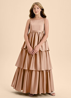 Azazie Meadowyn Junior Jurk van Stretch Satijn met A-Lijn Boog Engelse Roos image1