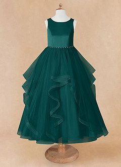 Azazie Sofia Flower Girl Dresses Peacock A-Line Beaded Tulle Dress image8