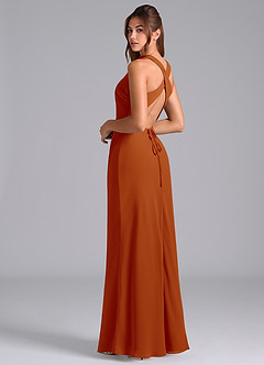 Azazie Evadne Bridesmaid Dresses Paprika A-Line Pleated Chiffon Dress image2