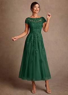 Azazie Jolanda Moeder van de bruid jurken A-Lijn Jurk van Kant Donkergroen image3