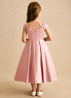 Azazie Yosemite Robe Demoiselle D'honneur Fillette Robe Princesse en Mat Satiné Encolure en Forme de Cœur Rosette image2