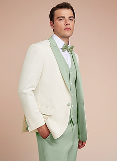 front Adrian Dusty Sage Shawl Lapel Structured Stretch Tuxedo Jacket