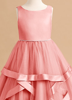 Azazie Posy Flower Girl Dresses Coral A-Line Beaded Tulle Dress image5