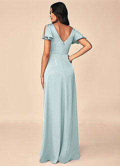 Azazie Soren Bridesmaid Dresses Mist A-Line Pleated Stretch Satin Dress image5