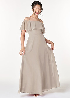 Azazie Maggie Junior Frost A-Line Off the Shoulder Chiffon Dress image1