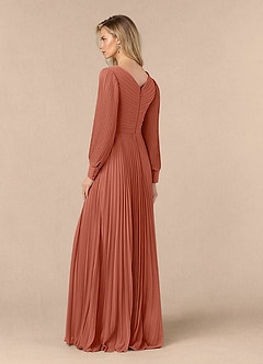 Azazie Zina Mother of the Bride Dresses Clay A-Line Pleated Chiffon Dress image3