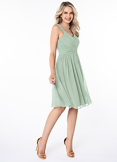 Azazie Angie Bridesmaid Dresses Agave A-Line Corset Chiffon Dress image4