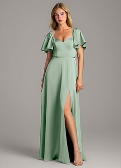 Azazie Chloe Bridesmaid Dresses Agave A-Line Sweetheart Neckline Stretch Satin Dress image4