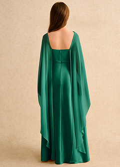 Azazie Fishie Girls Formal Blumenmädchenkleider A-Linie Matte Satin Kleid Smaragd image2