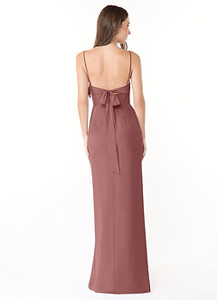 Azazie Mai Brautjungfernkleider Etui Plissee Chiffon Kleid Wüstenrose image2