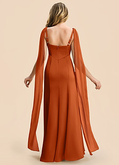 Azazie Chelsea Junior Burnt Orange Sheath Pleated Stretch Satin Dress image2