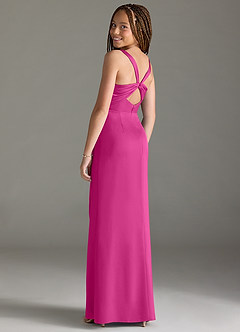 Azazie Mero Junior Fuchsia Mermaid Pleated Stretch Satin Dress image2
