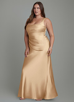 Azazie Agustina Bridesmaid Dresses Champagne Mermaid Corset Stretch Satin Dress image11