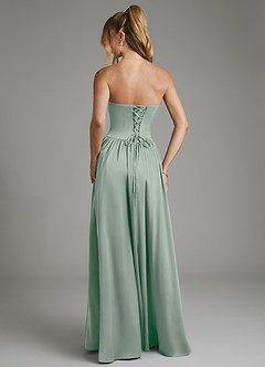 Azazie Arden Bridesmaid Dresses Agave A-Line Corset Stretch Satin Dress image2