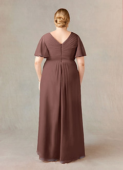 Azazie Morning Glory Abiti per la Madre della Sposa Abito A-Line in Chiffon Increspato con Scollo a V Espresso image6