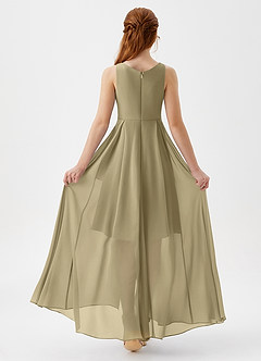 Azazie Lizette Junior Moss Green A-Line Pleated Chiffon Dress image5