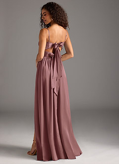 Azazie Zeya Bridesmaid Dresses Vintage Mauve A-Line Pleated Stretch Satin Dress image1
