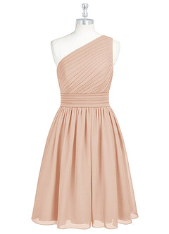 Azazie Katrina Jurken voor bruidsmeisjes Jurk van Chiffon met A-Lijn One-Shoulder Engelse Roos image6