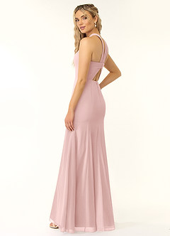 Azazie Rue Brautjungfernkleider A-Linie Halter Chiffon Kleid Puderrosa image4