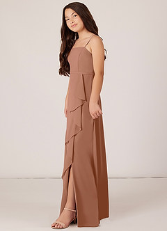 Azazie Kaylee Junior Bronzer A-Line with Belt Chiffon Dress image3