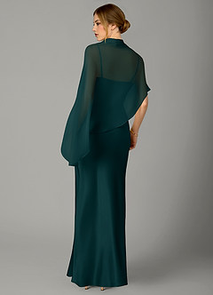 Azazie Jaleesa Bridesmaid Dresses Pine A-Line High Neck Stretch Satin Dress image6