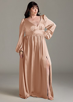 Azazie Norah Brautjungfernkleider A-Linie Stretch-Satin Kleid Englisches Rosa image9