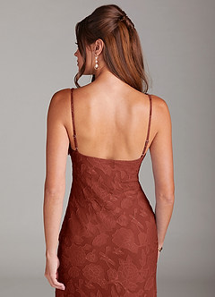 Azazie Tianna Robes de demoiselle d'honneur Robe Fourreau en Blumen-Burnout Dentelle Terracotta image7