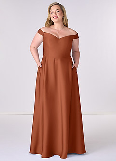Barbie ♥ Azazie Bridesmaid Dresses Cedar Rose A-Line Off the Shoulder Stretch Satin Convertible Dress image6