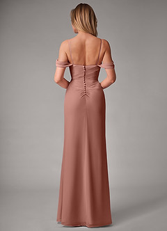 Azazie Haisley Bridesmaid Dresses Cedar Rose Sheath Off the Shoulder Chiffon Convertible Dress image7