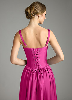 Azazie Evadina Suknie dla druhen Linia A Gorset Satyna elastyczna Do ziemi Sukienka image6