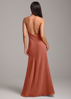Azazie Lorena Bridesmaid Dresses Clay Mermaid Pleated Chiffon Dress image7